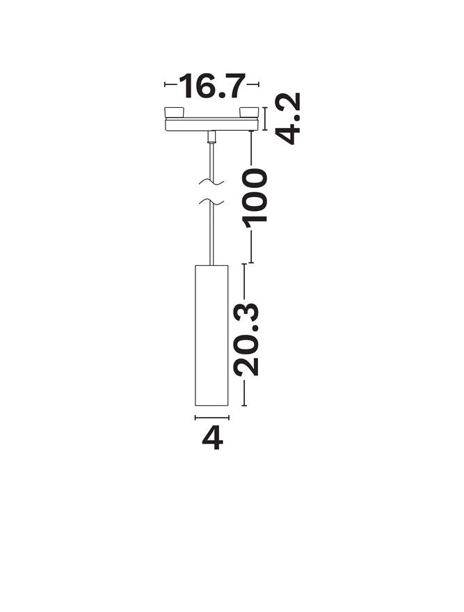 Техническо осветление SYMMETRIC LED 5W 3000K RA90 DC24V матово черен алуминий и желязо D4 H120.3см
