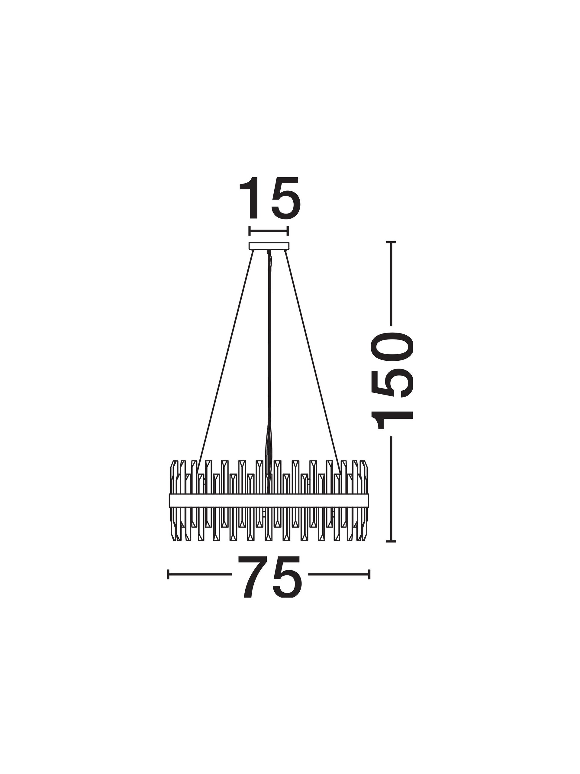 Висящо осветително тяло (пендел) CROWN G9 18x5W LED Златист метал и прозрачен кристал ⌀75 H150см без крушка