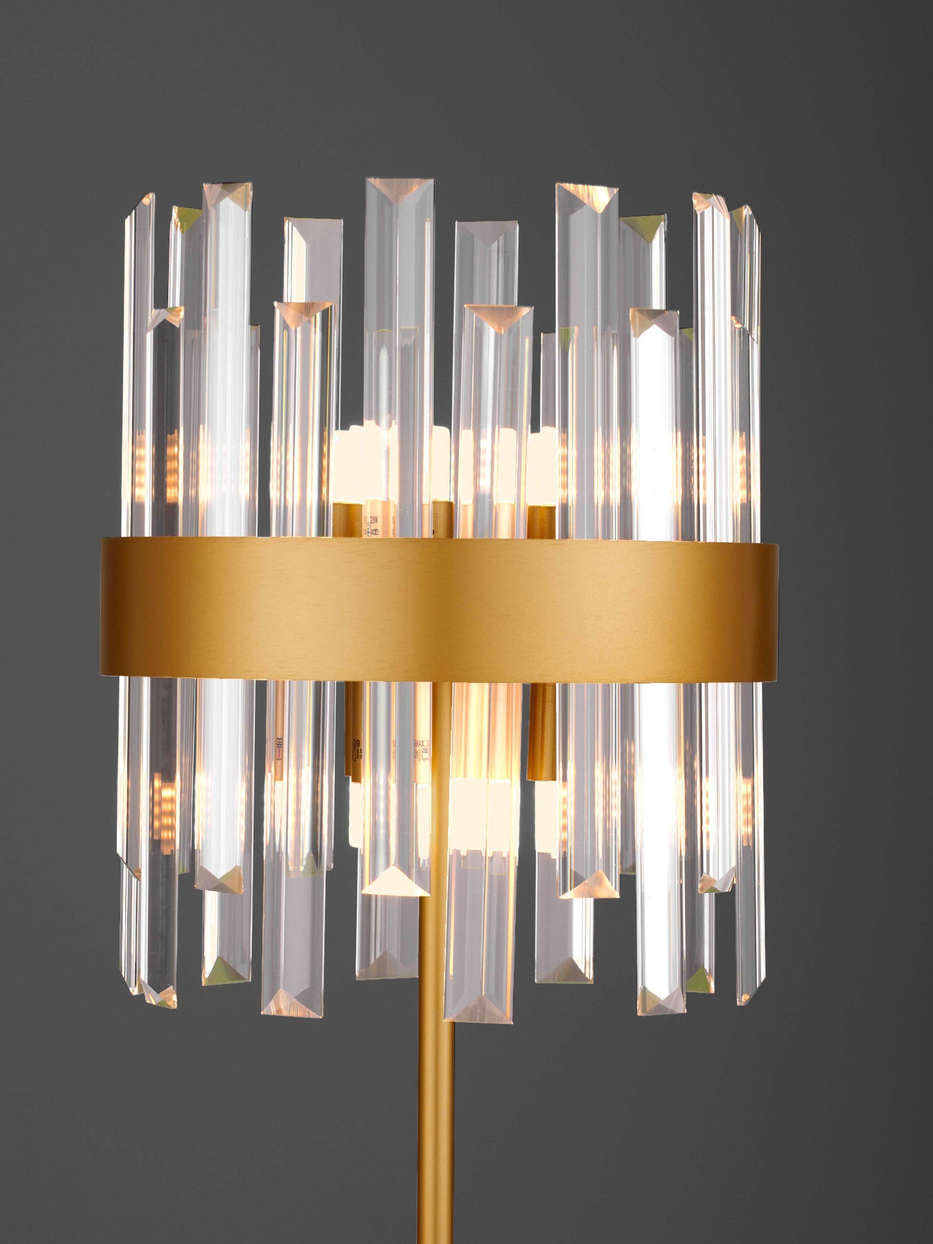 Висящо осветително тяло (пендел) CROWN G9 6x5W LED Златист метал и прозрачен кристал ⌀25 H50см без крушка
