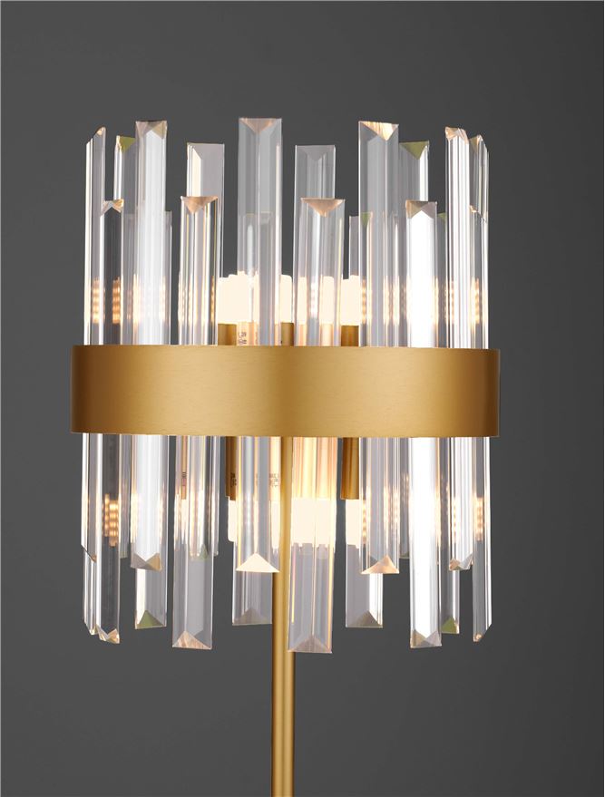 Висящо осветително тяло (пендел) CROWN G9 6x5W LED Златист метал и прозрачен кристал ⌀25 H50см без крушка