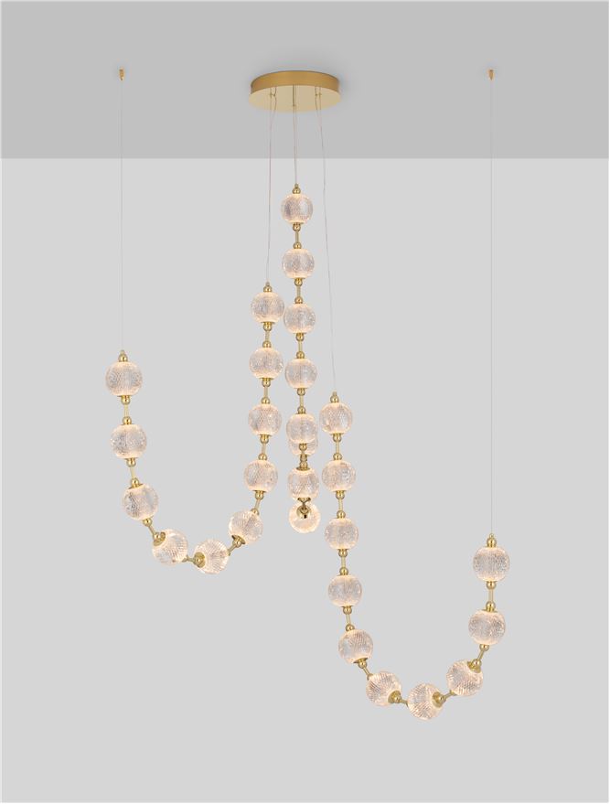 Висящо осветително тяло (пендел) BRILLANTE 134W LED Златен алуминий и акрил D147 H300см Регулируема височина