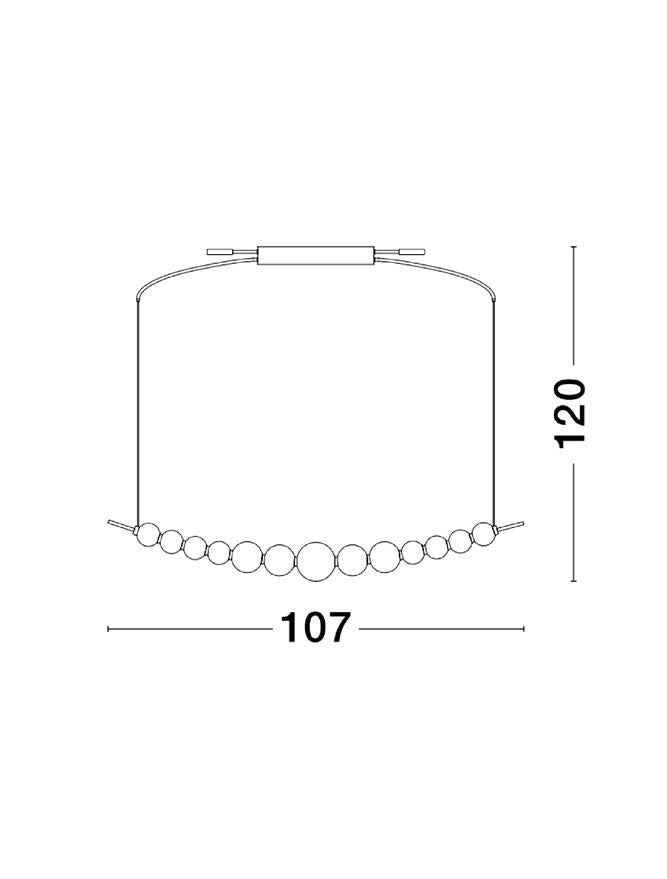 Висящо осветително тяло (пендел) PERLA 28W LED Златен метал и опалово стъкло L109 W13.5 H120см