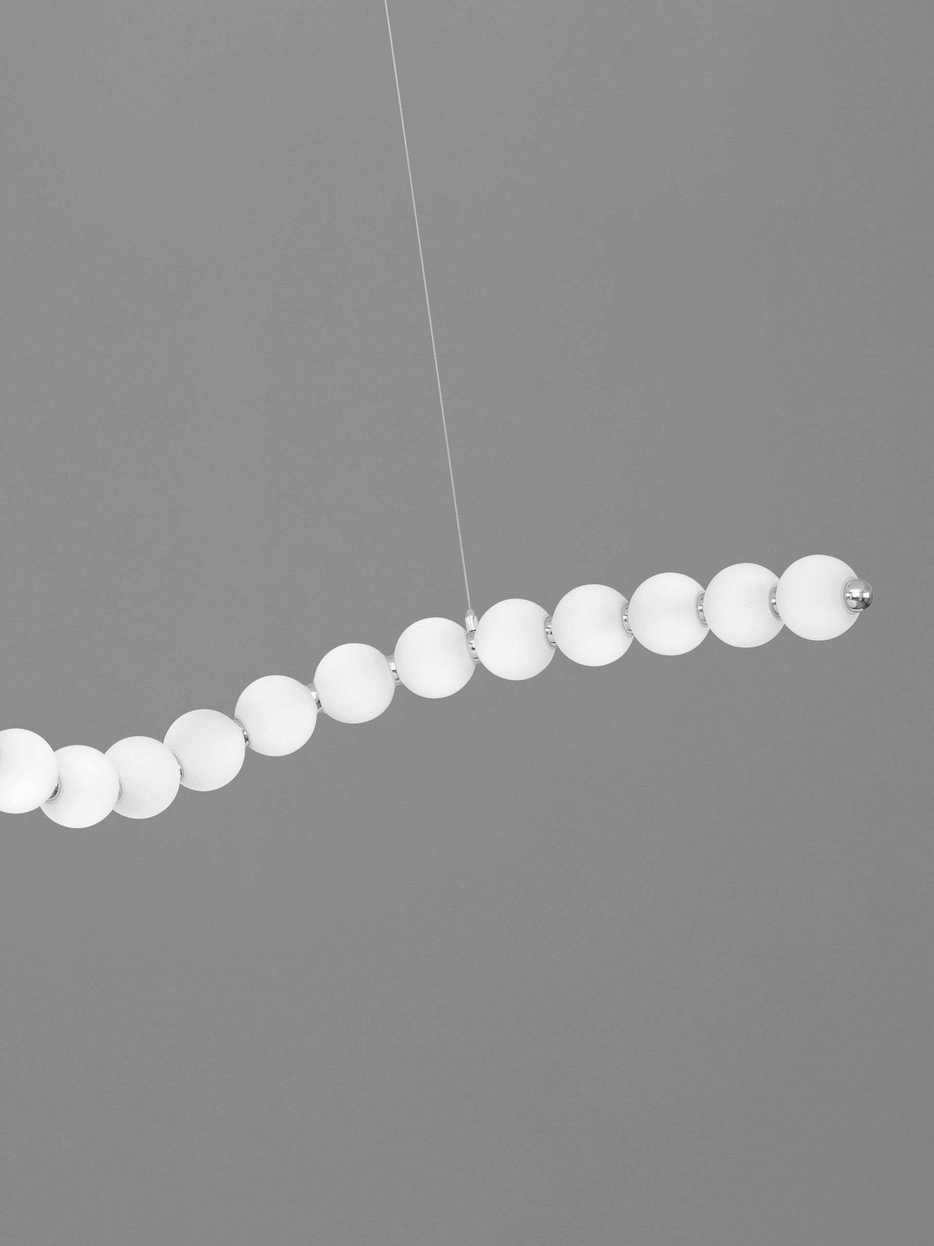 Висяща лампа PERLA 98W LED, хром, метал и опалово стъкло, Д167 Ш42 В200см, регулируема височина
