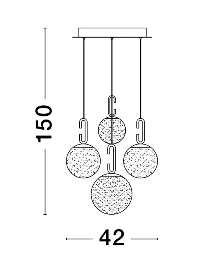 Висящо осветително тяло (пендел) HOOK LED 30W Триак димируем Златист месинг Опалово стъкло Регулируема височина ⌀42 H180см
