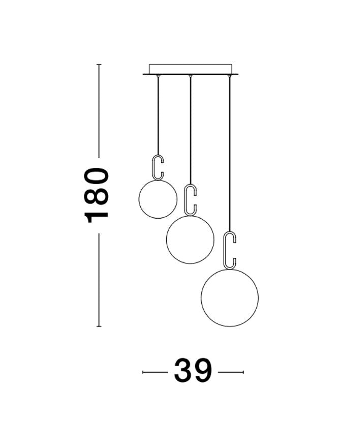 Висящо осветително тяло (пендел) HOOK LED 25.8W Златист месинг Опалово стъкло Регулируема височина ⌀39 H180см