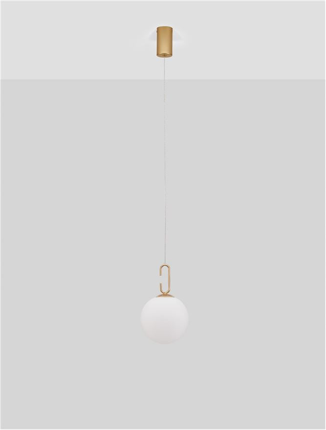 Висящо осветително тяло (пендел) HOOK LED 11W Златист месинг Опалово стъкло Регулируема височина ⌀18 H120см