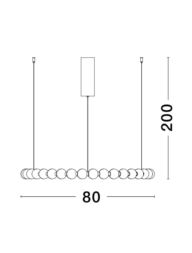 Висящо осветително тяло (пендел) PERLA 72W LED Златен метал и опалово стъкло D80 H200см Регулируема височина