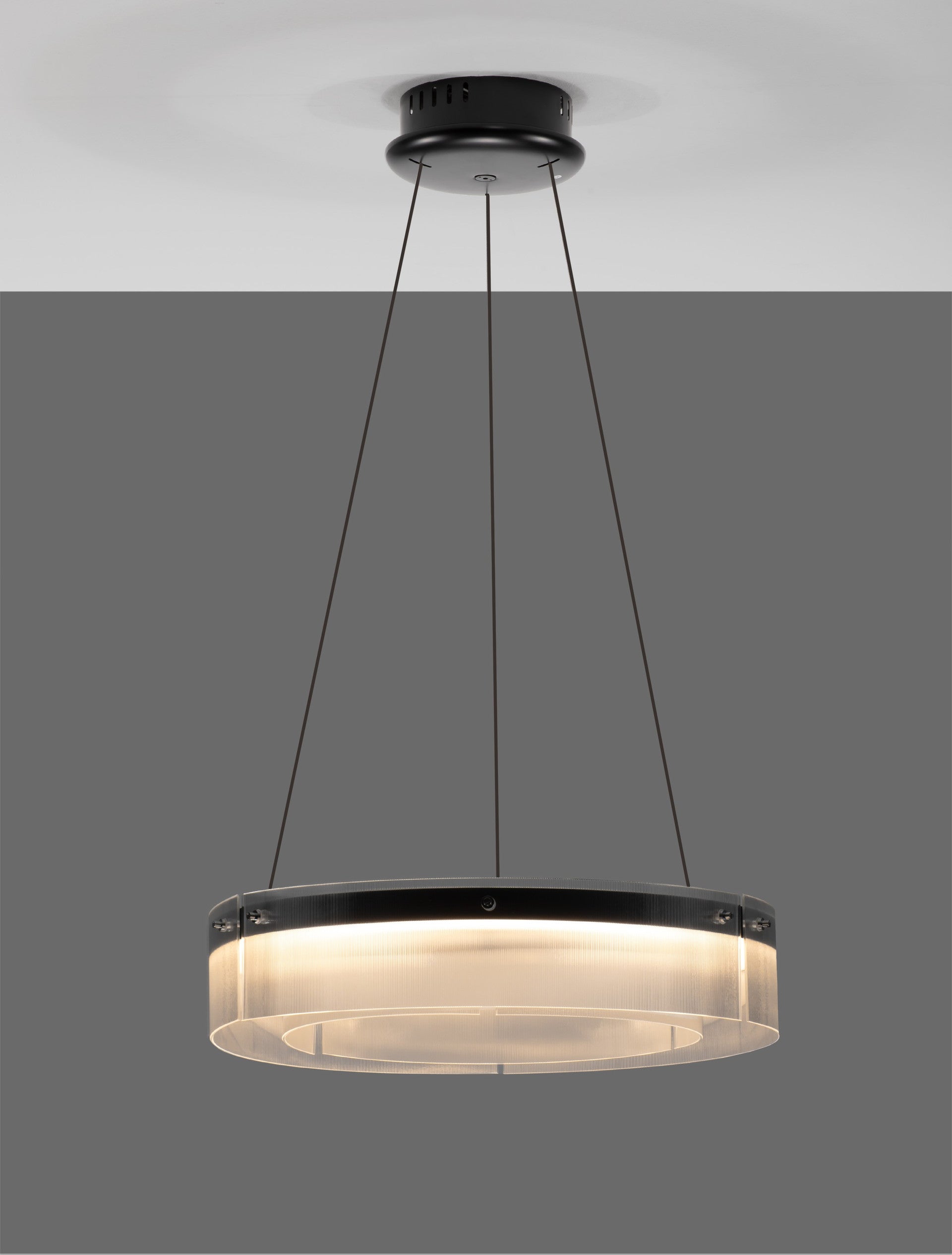 Висяща лампа PAULINE LED 37W пясъчно черна, алуминий и прозрачно стъкло, регулируема