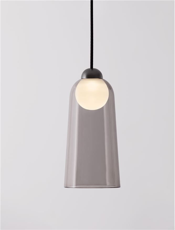 Висящо осветително тяло (пендел) DIONE LED 5W 220-240V ⌀10 H200см Пясъчно черен карбон стомана и опушен акрил