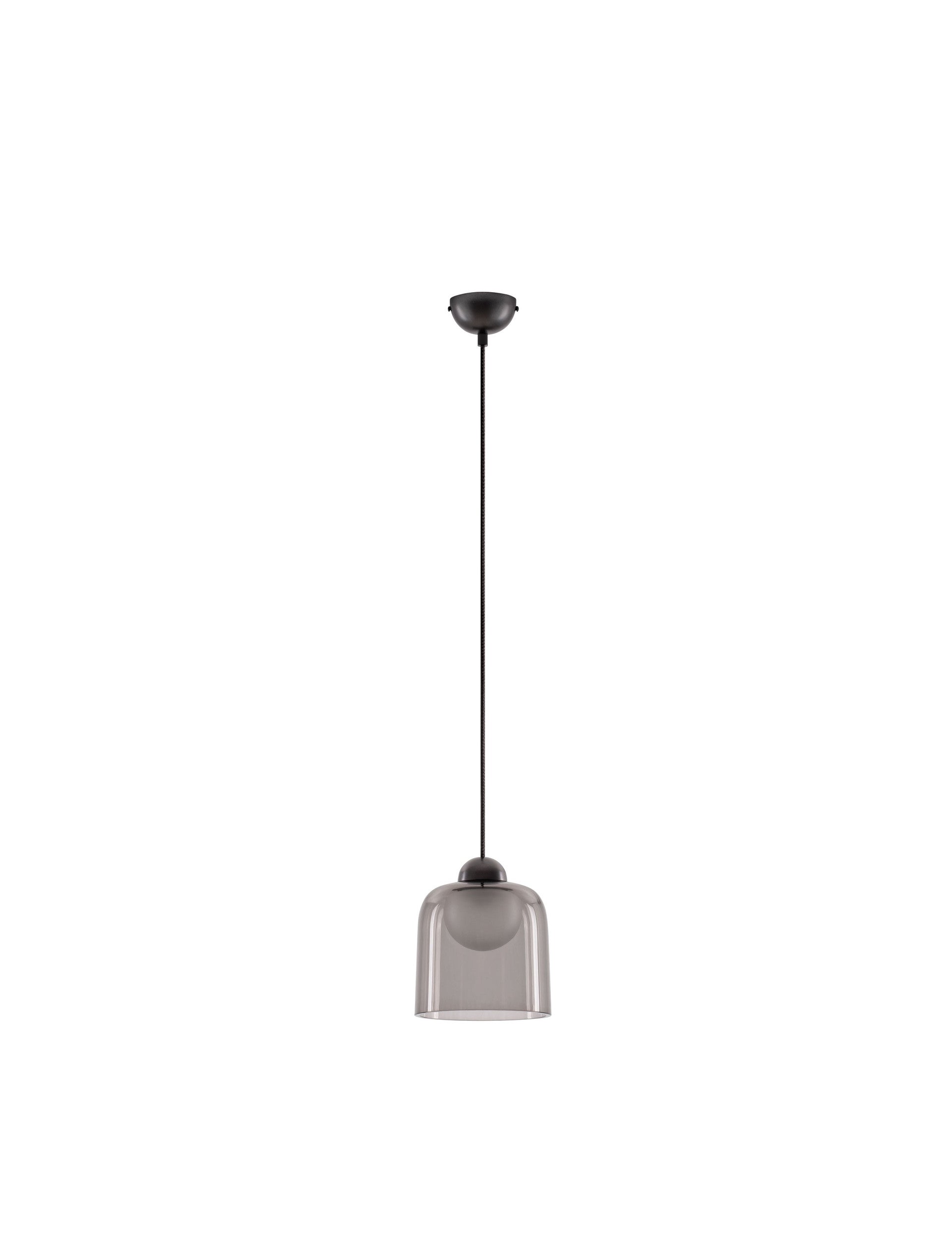 Висящо осветително тяло (пендел) DIONE LED 5W 220-240V ⌀14 H200см Пясъчно черен карбон стомана и опушен акрил