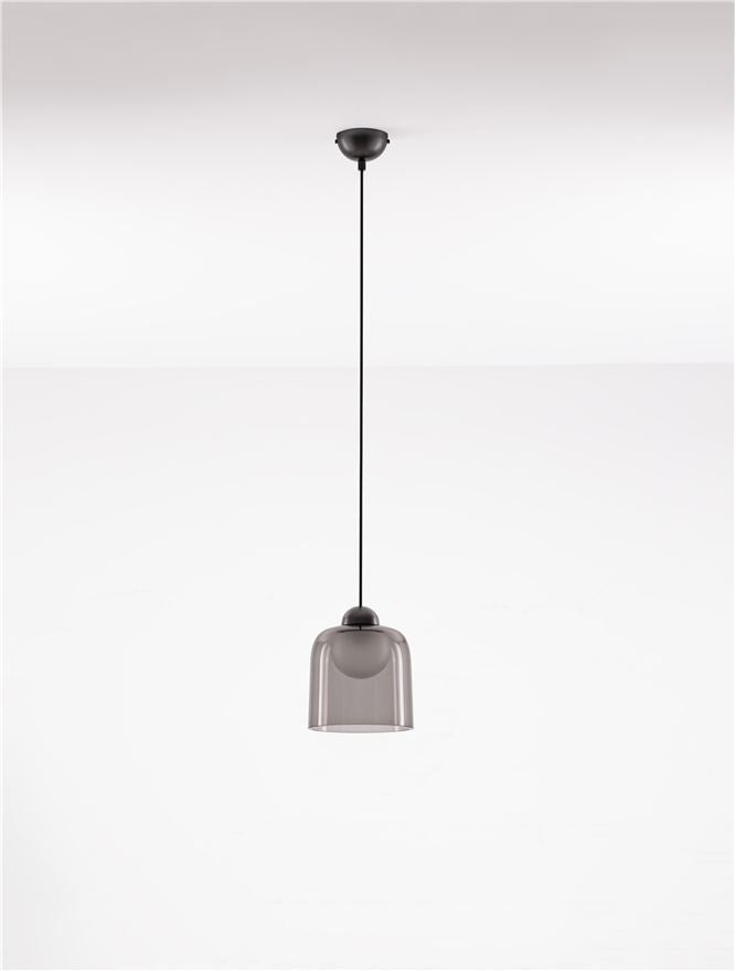 Висящо осветително тяло (пендел) DIONE LED 5W 220-240V ⌀14 H200см Пясъчно черен карбон стомана и опушен акрил