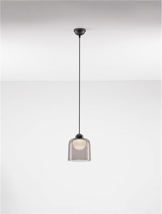 Висящо осветително тяло (пендел) DIONE LED 5W 220-240V ⌀14 H200см Пясъчно черен карбон стомана и опушен акрил