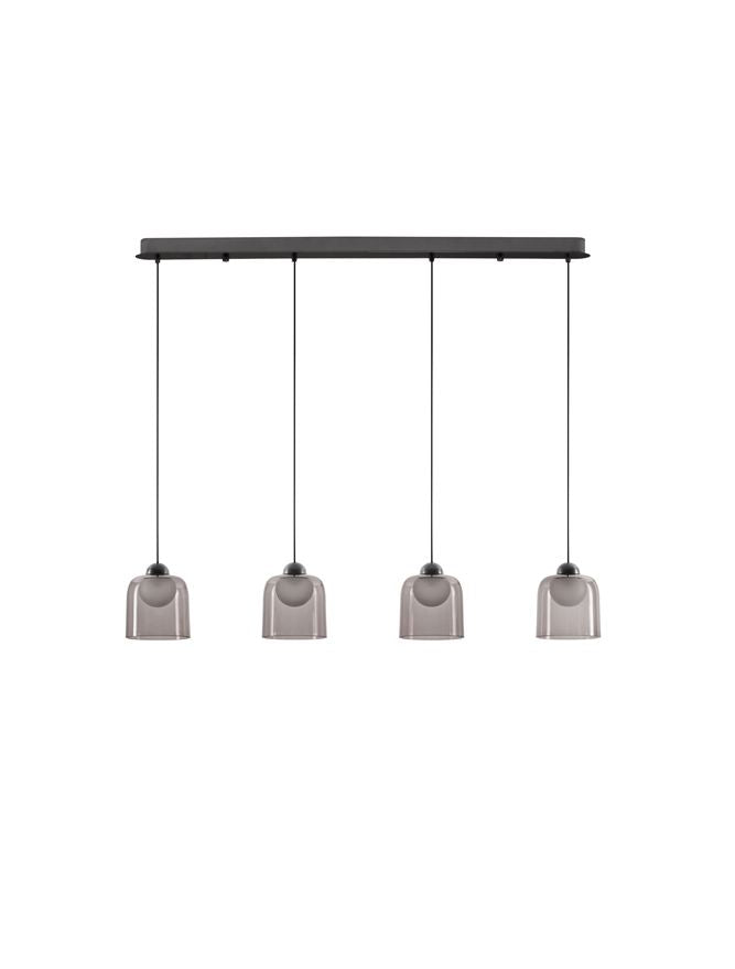 Висящо осветително тяло (пендел) DIONE LED 20W 220-240V L100 W14 H200см Пясъчно черен карбон стомана и опушен акрил