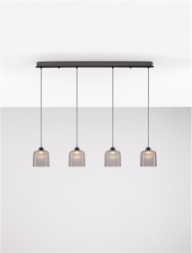 Висящо осветително тяло (пендел) DIONE LED 20W 220-240V L100 W14 H200см Пясъчно черен карбон стомана и опушен акрил