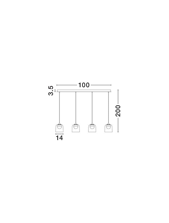 Висящо осветително тяло (пендел) DIONE LED 20W 220-240V L100 W14 H200см Пясъчно черен карбон стомана и опушен акрил