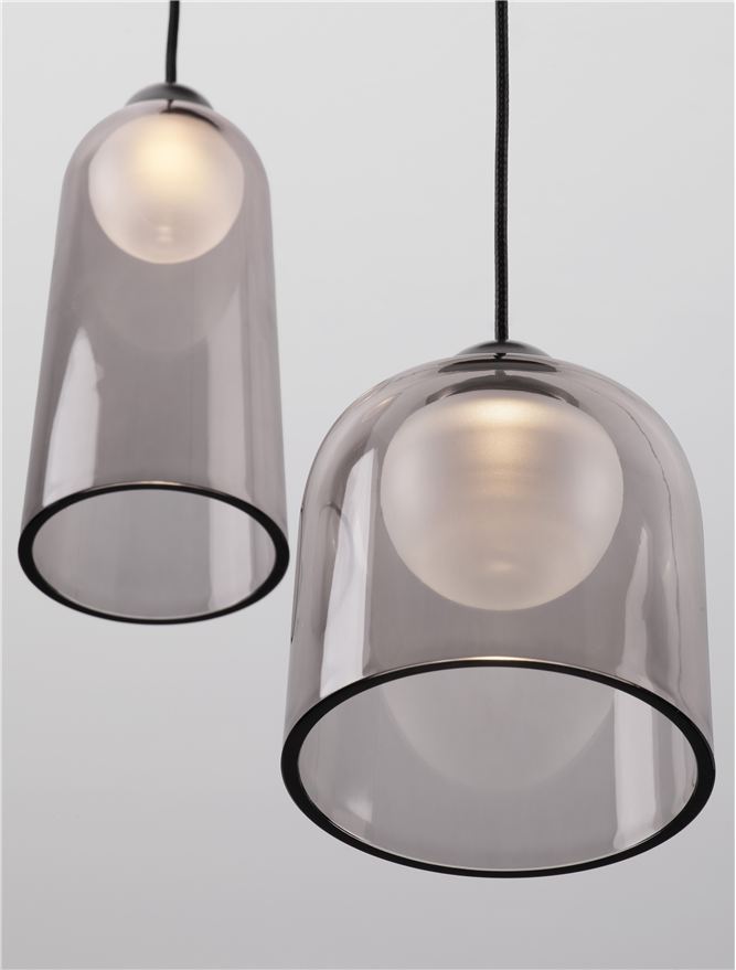 Висящо осветително тяло (пендел) DIONE LED 15W 220-240V ⌀35 H200см Пясъчно черен карбон стомана и опушен акрил