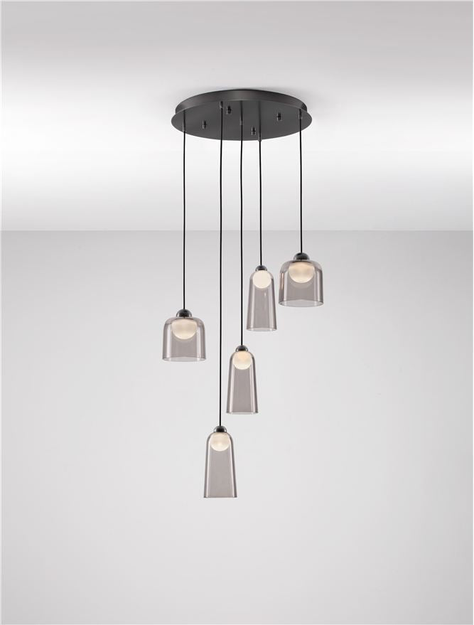 Висящо осветително тяло (пендел) DIONE LED 24W 220-240V ⌀45 H200см Пясъчно черен карбон стомана и опушен акрил