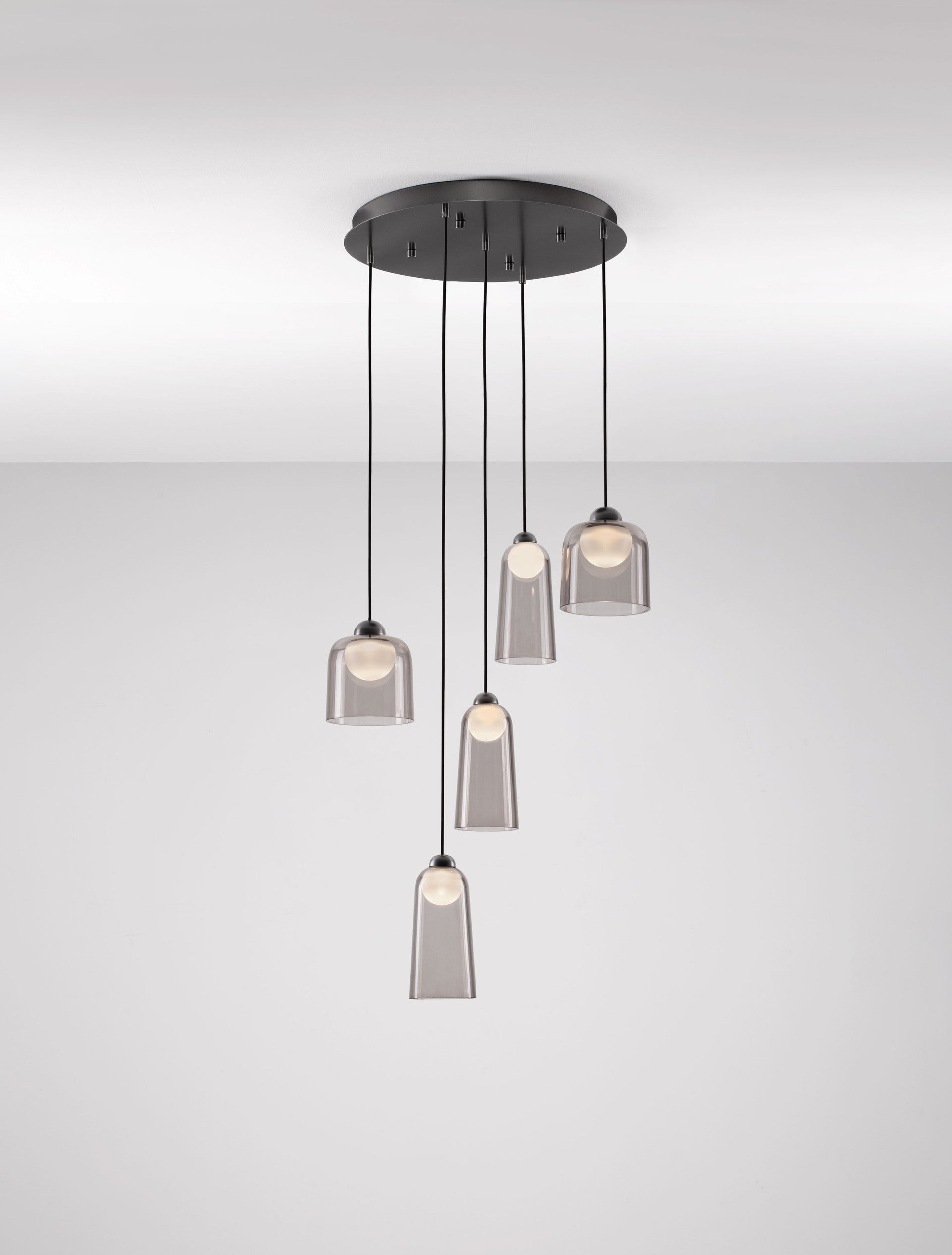 Висящо осветително тяло (пендел) DIONE LED 24W 220-240V ⌀45 H200см Пясъчно черен карбон стомана и опушен акрил
