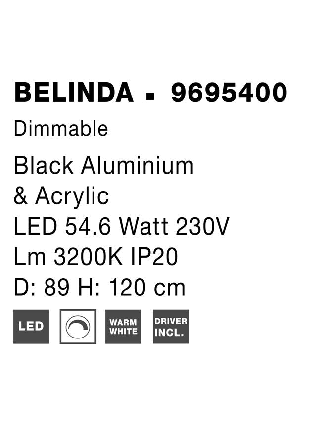 Висящо осветително тяло (пендел) BELINDA 53W Матово черен алуминий и акрил
