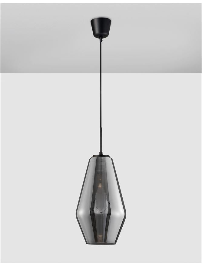 Висящо осветително тяло (пендел) VEIRO 12W LED E27 Черен, хромирано стъкло ⌀17