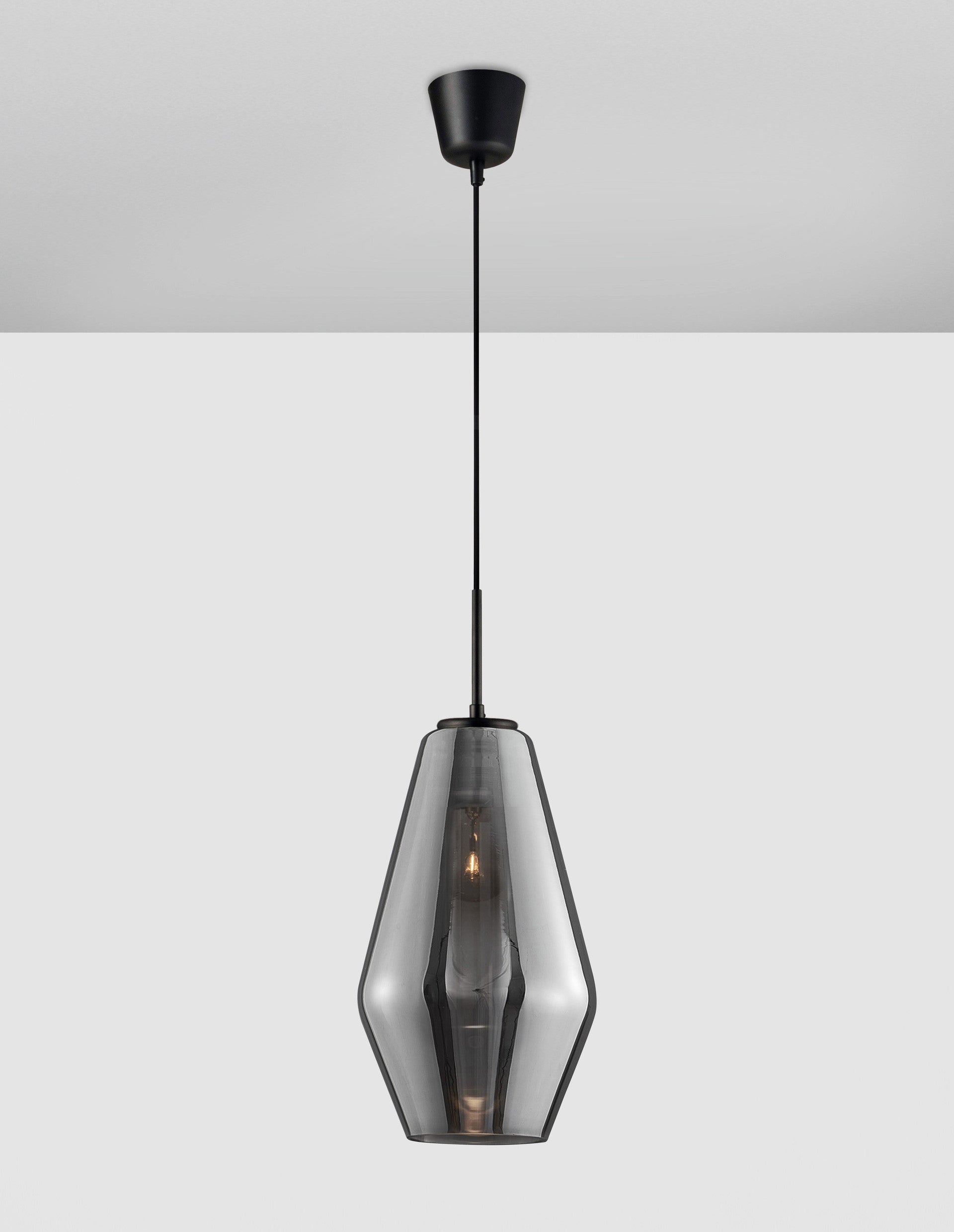 Висящо осветително тяло (пендел) VEIRO 12W LED E27 Черен, хромирано стъкло ⌀17