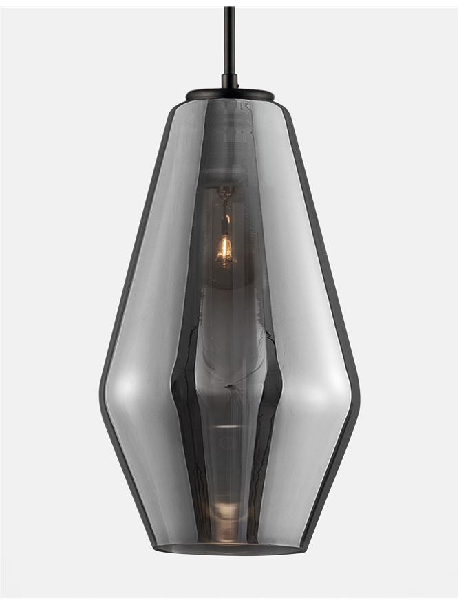 Висящо осветително тяло (пендел) VEIRO 12W LED E27 Черен, хромирано стъкло ⌀17