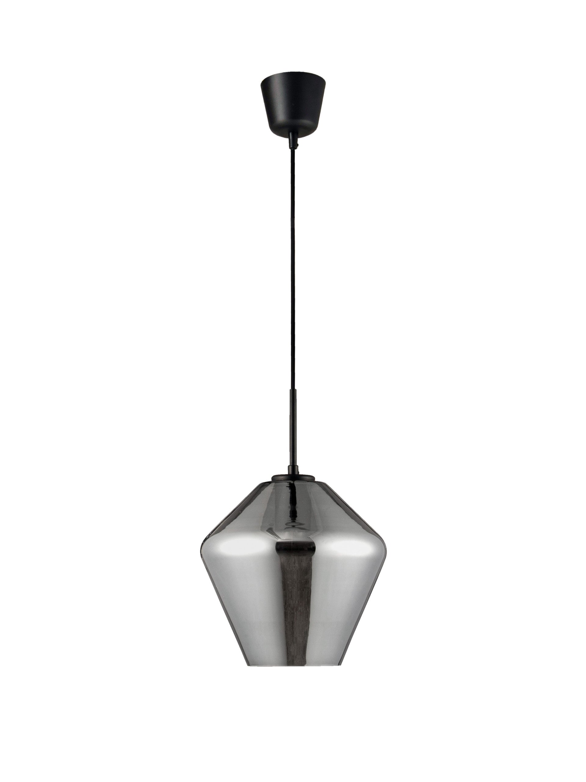 Висящо осветително тяло (пендел) VEIRO 12W LED E27 Черен, хромирано стъкло ⌀23