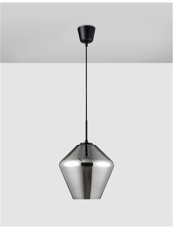 Висящо осветително тяло (пендел) VEIRO 12W LED E27 Черен, хромирано стъкло ⌀23