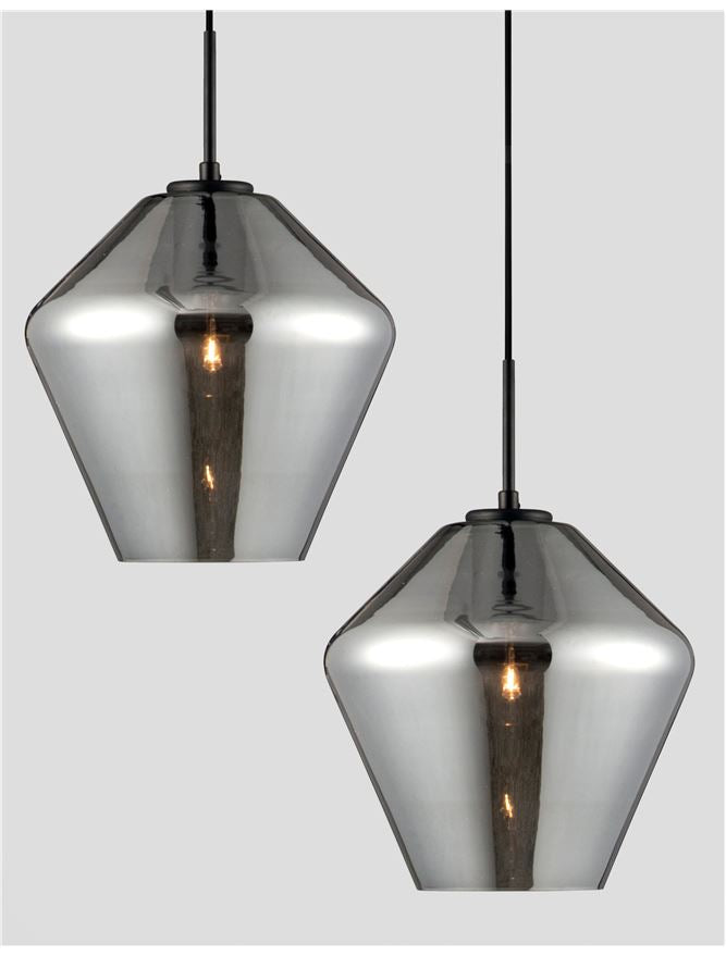 Висящо осветително тяло (пендел) VEIRO 12W LED E27 Черен, хромирано стъкло ⌀23