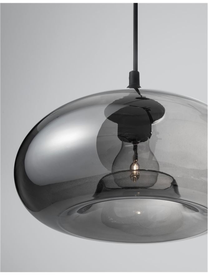 Висящо осветително тяло (пендел) SAVAZ 12W LED E27 Черен, хромирано стъкло ⌀28