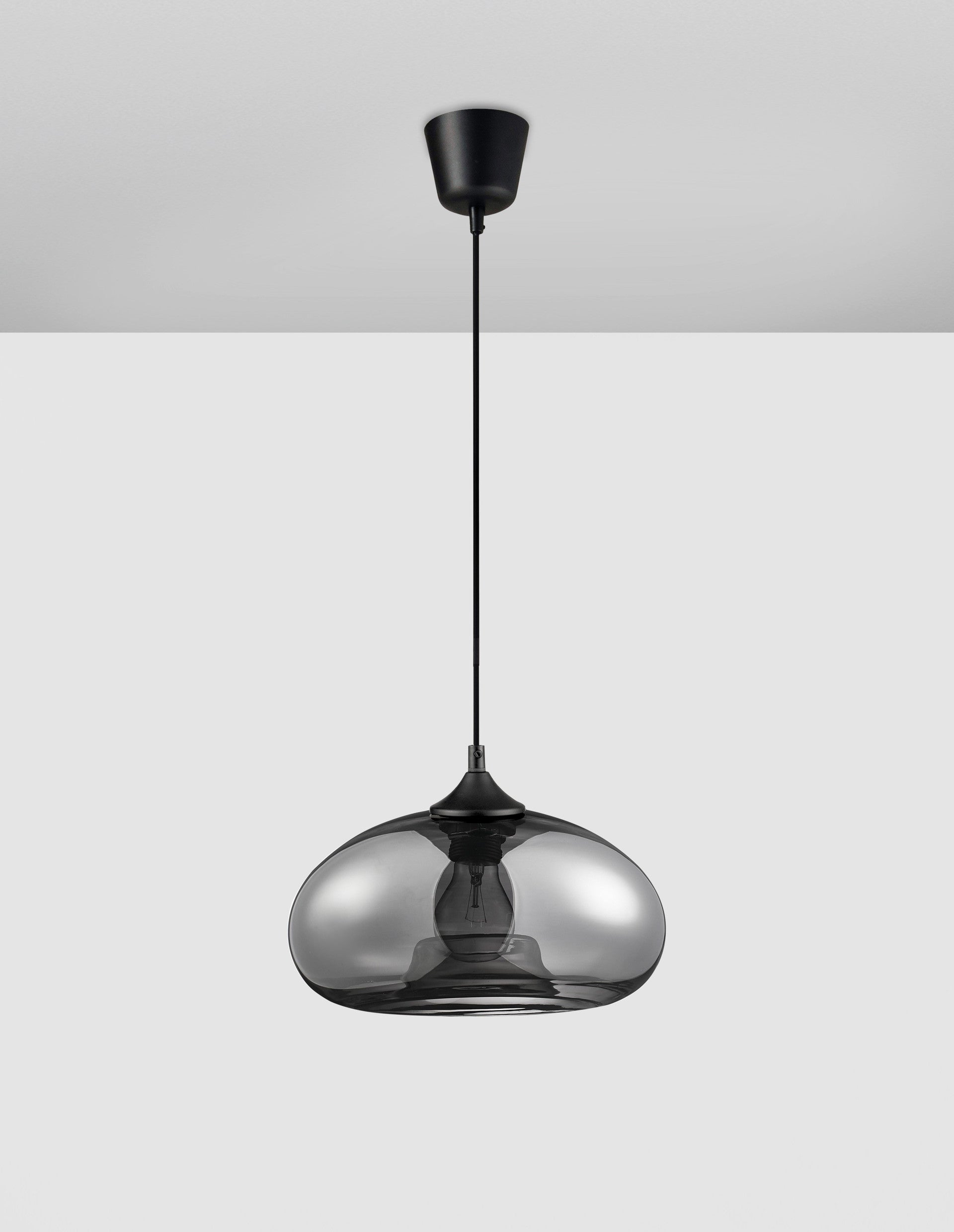 Висящо осветително тяло (пендел) SAVAZ 12W LED E27 Черен, хромирано стъкло ⌀28