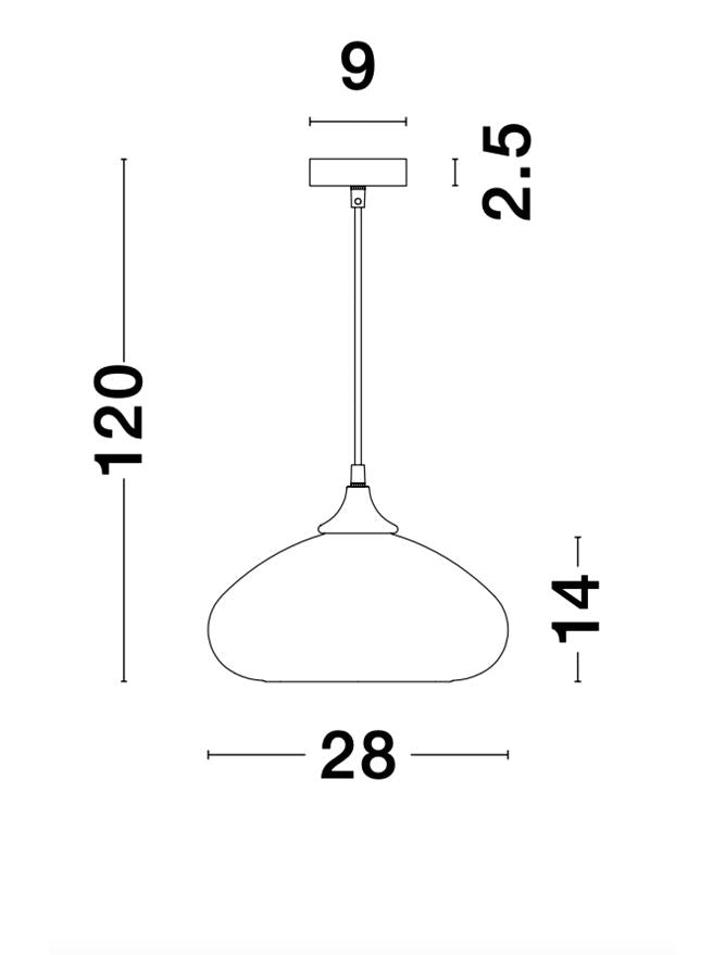 Висящо осветително тяло (пендел) SAVAZ 12W LED E27 Черен, хромирано стъкло ⌀28