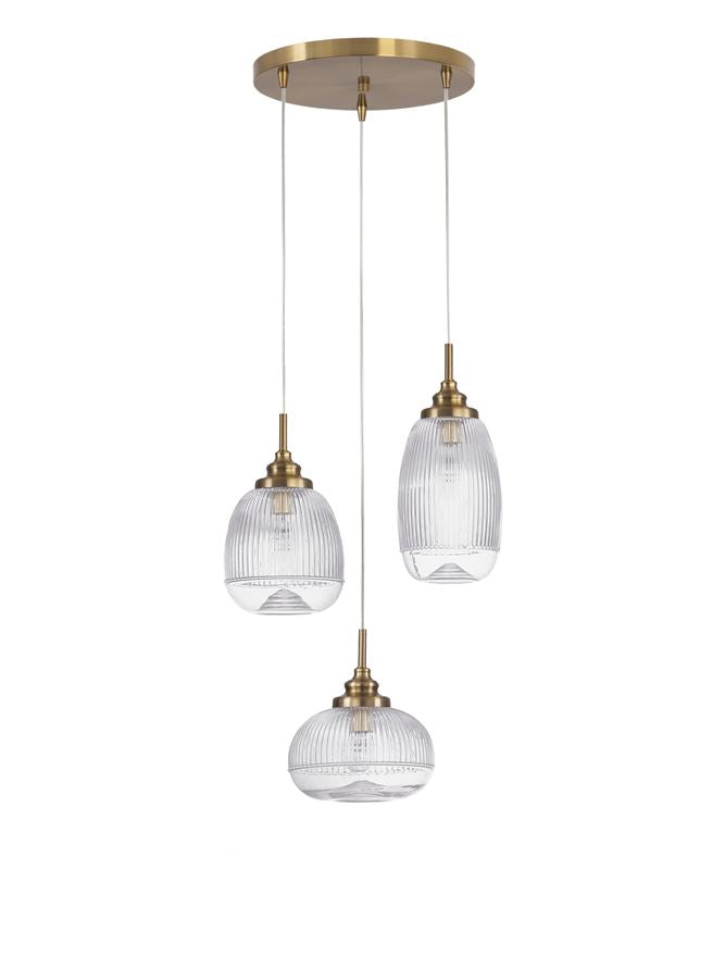 Висящо осветително тяло (пендел) MOND 15W E14 Златен Прозрачно стъкло ⌀49 H120см Регулируема височина
