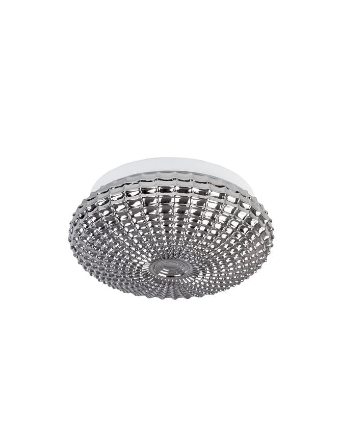 Висящо осветително тяло (пендел) CLAM LED E27 24W Опушено стъкло хром бял метал