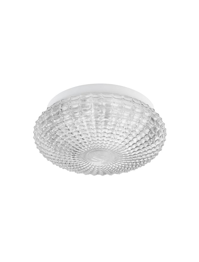 Висящо осветително тяло (пендел) CLAM LED E27 24W Прозрачно стъкло бял метал