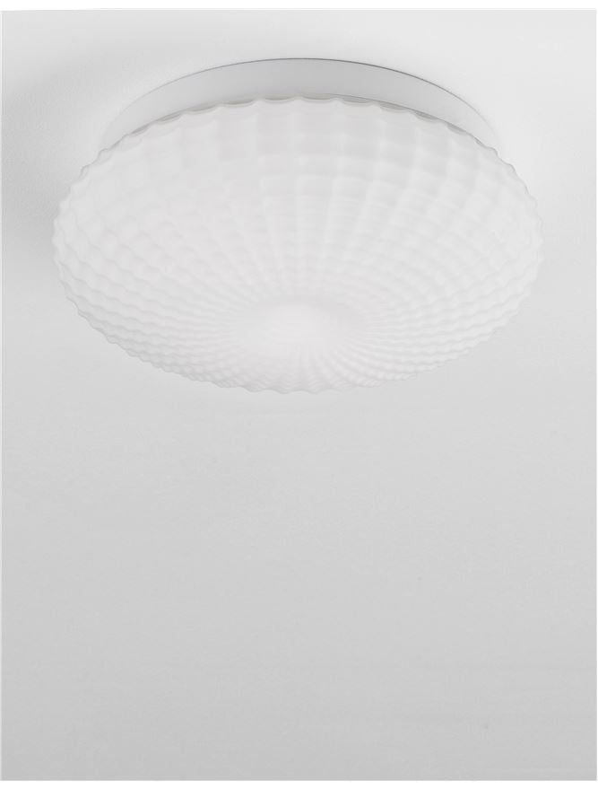 Висящо осветително тяло (пендел) CLAM LED E27 24W Бяло стъкло бял метал
