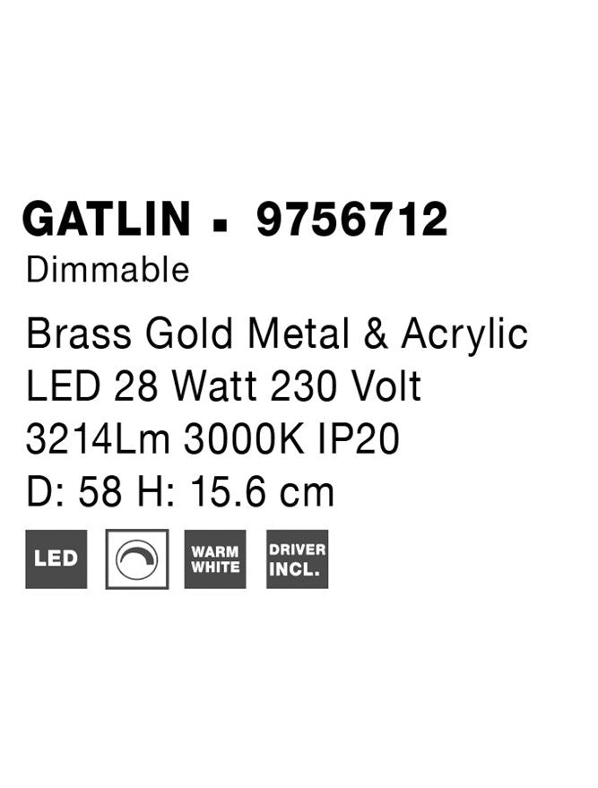 Висящо осветително тяло (пендел) GATLIN 27W Златист месинг и акрил