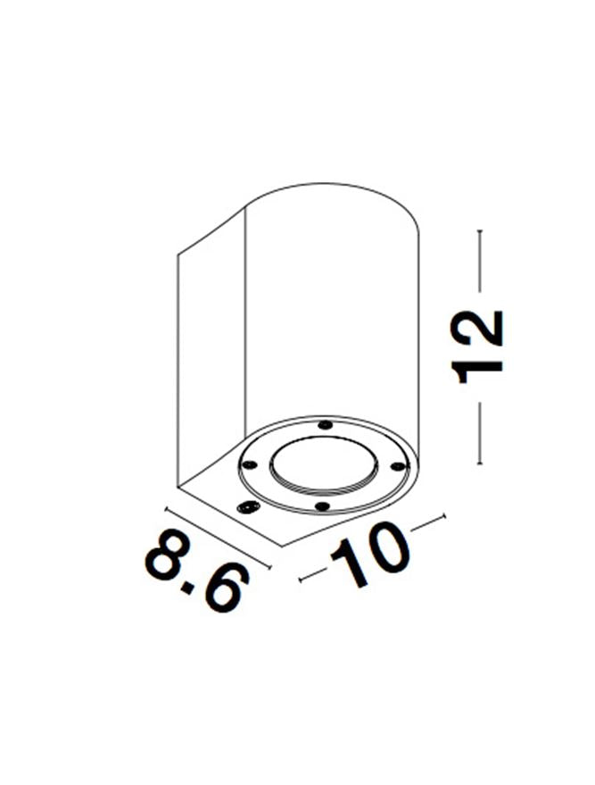 Външен аплик LIDO 10W GU10 Сив бетон стъкло IP65 ⬠8.6 H12см