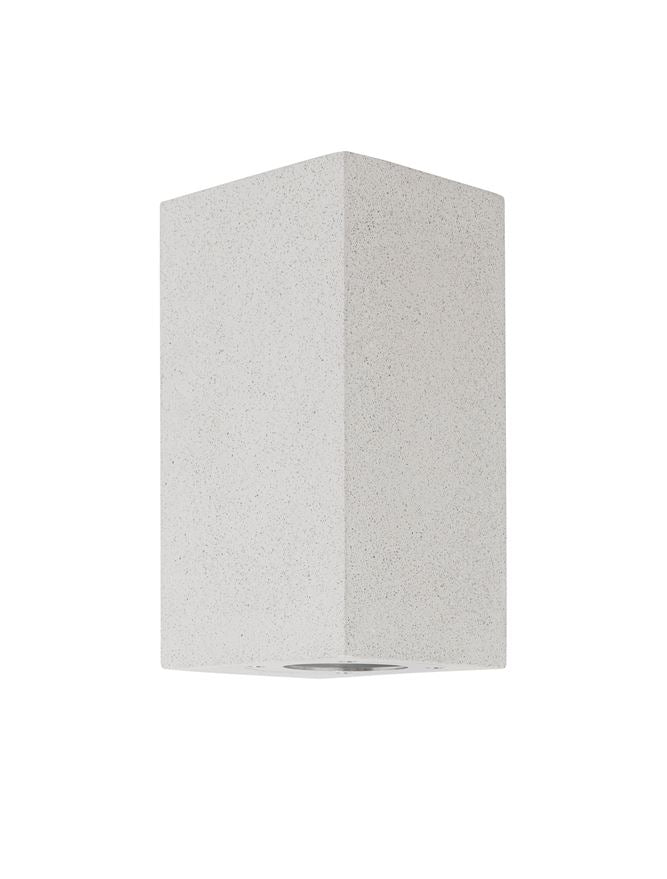 Външен аплик FUENTO 2x10W GU10 Бял пясъчен бетон стъкло IP65 L8.6 W10 H18см
