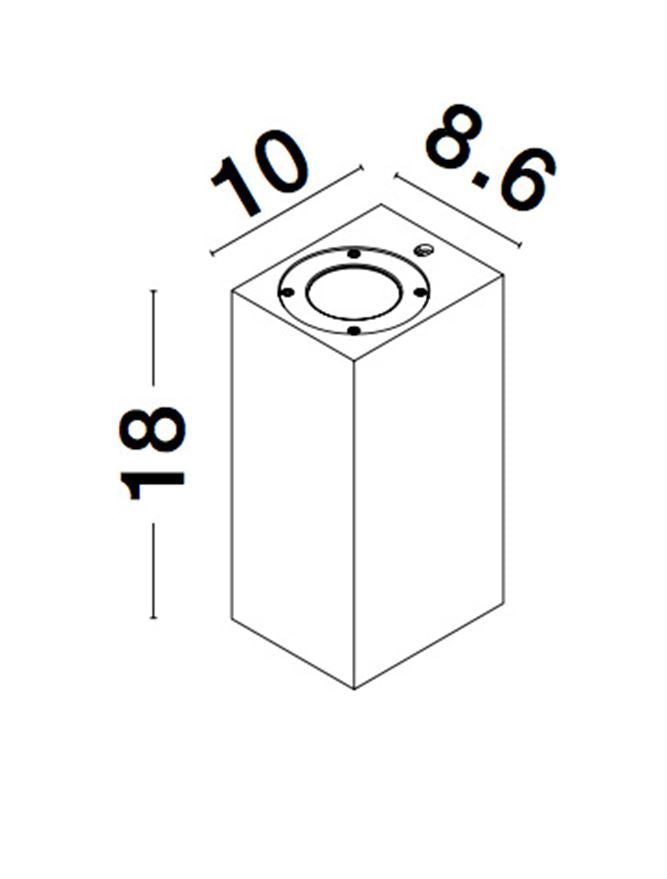 Външен аплик FUENTO 2x10W GU10 Бял пясъчен бетон стъкло IP65 L8.6 W10 H18см