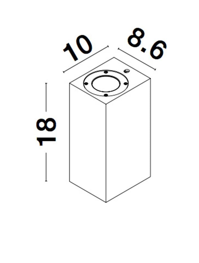 Външен аплик FUENTO 2x10W GU10 Сив бетон стъкло IP65 L8.6 W10 H18см
