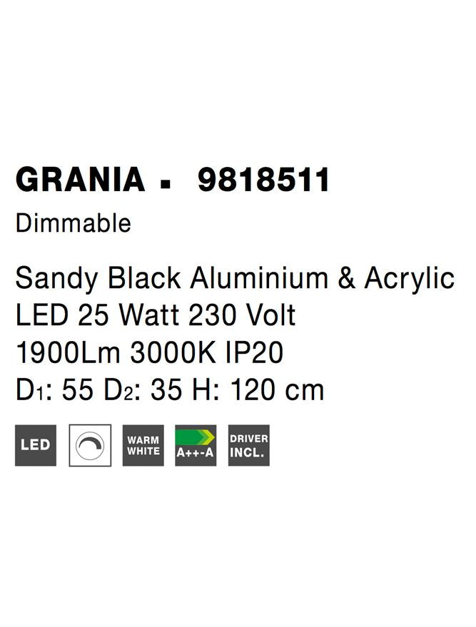 Висящо осветително тяло (пендел) GRANIA 25W Пясъчно черен