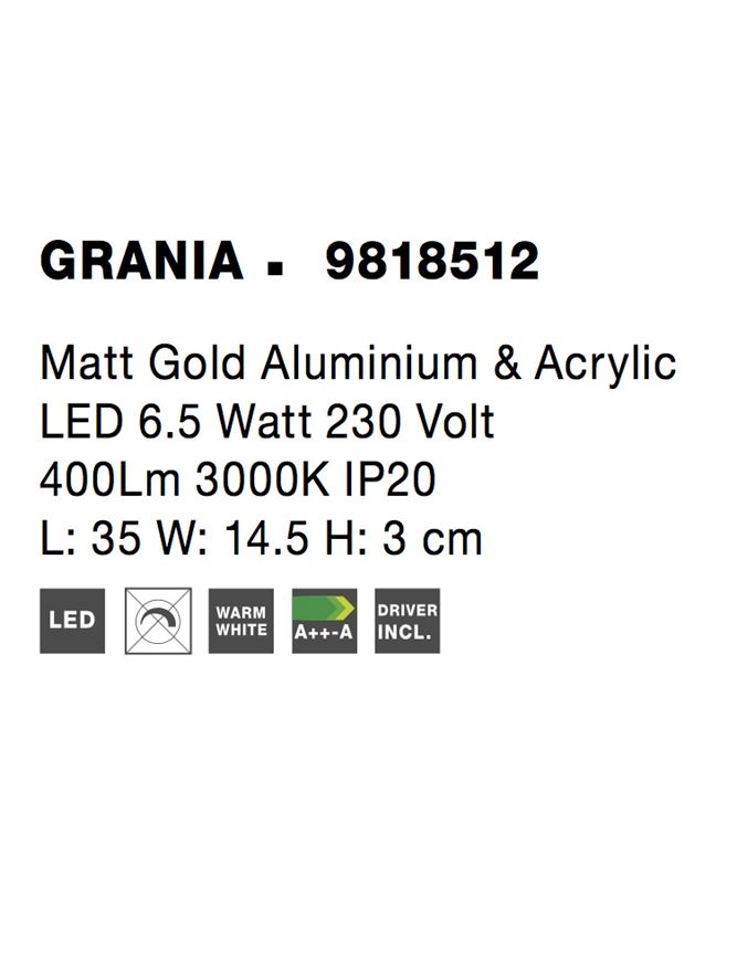 Висящо осветително тяло (пендел) GRANIA 6.5W Матов златист