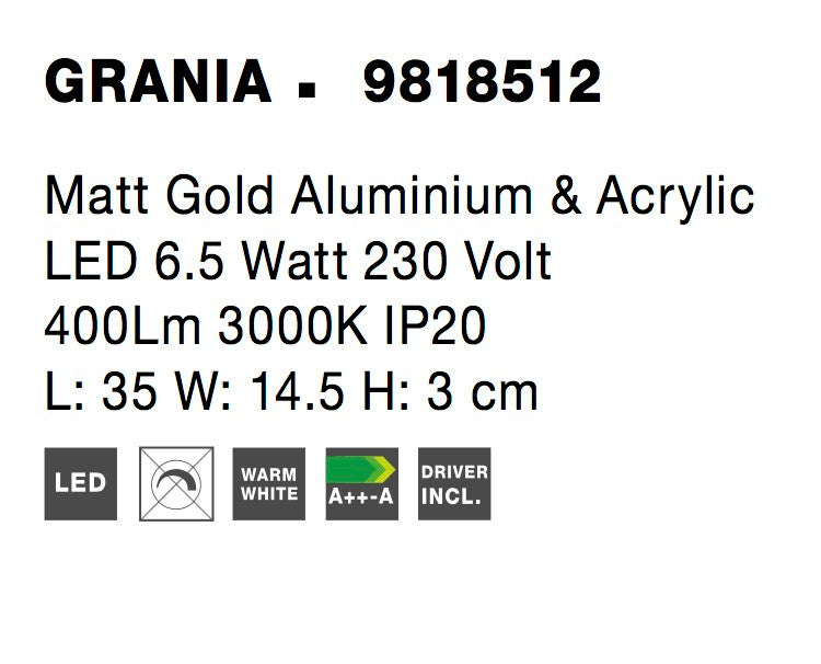 Висящо осветително тяло (пендел) GRANIA 6.5W Матов златист
