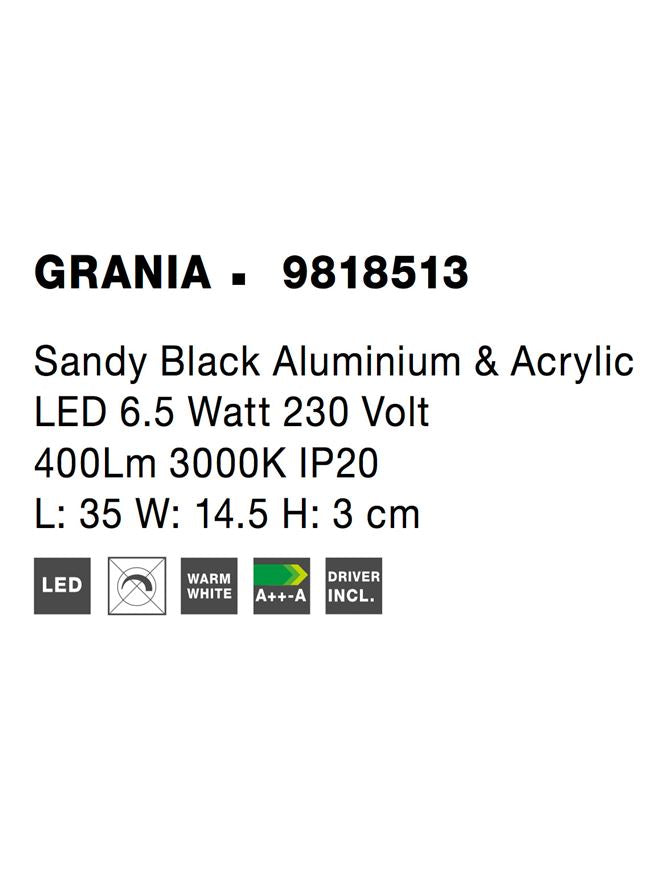 Висящо осветително тяло (пендел) GRANIA 6.5W Пясъчно черен
