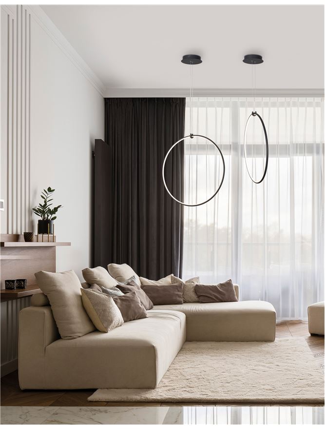 Висящо осветително тяло (пендел) RING 27W Пясъчно черен алуминий и акрил