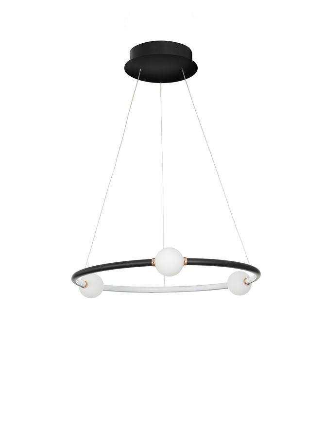 Висящо осветително тяло (пендел) CELIA 37W LED Черен алуминий и опалово стъкло D64 W64 H120см Регулируема височина