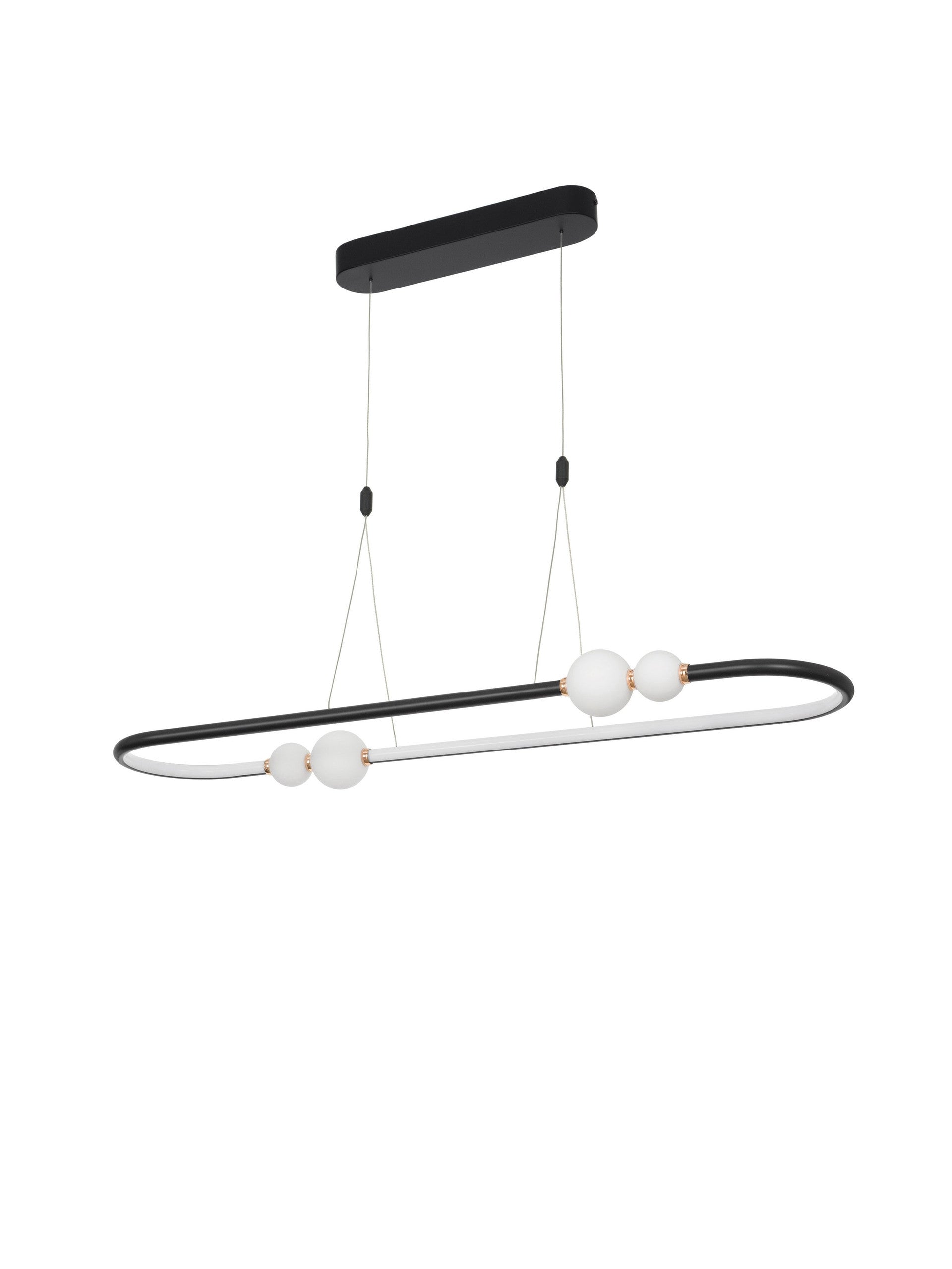 Висяща лампа CELIA 45W LED, черна, алуминий и опалово стъкло, Д100 Ш29 В120см, регулируема височина