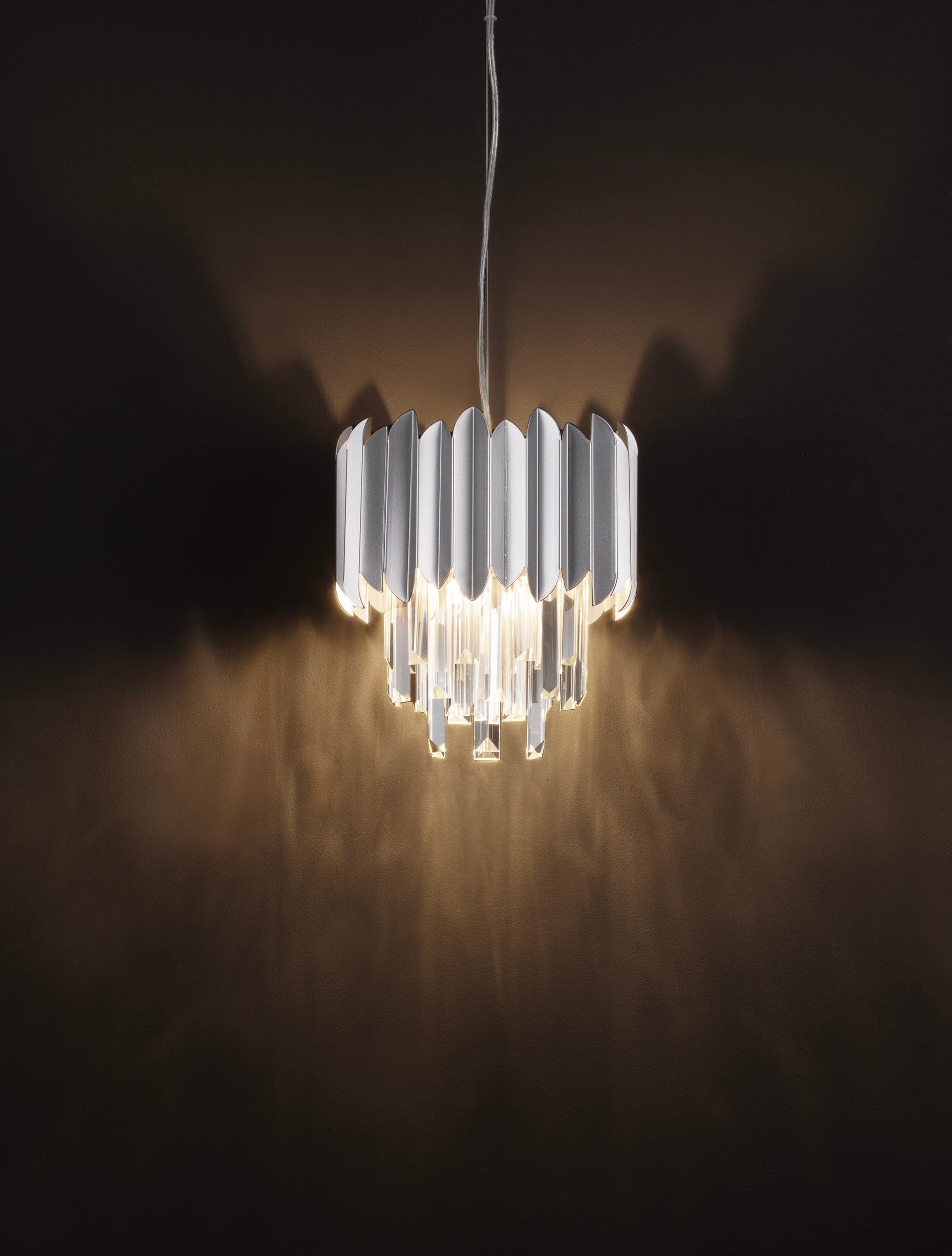Висящо осветително тяло (пендел) MAGNOLIA 5W E14 1x5W Хромиран алуминий и кристал ⌀25 H120см Регулируема
