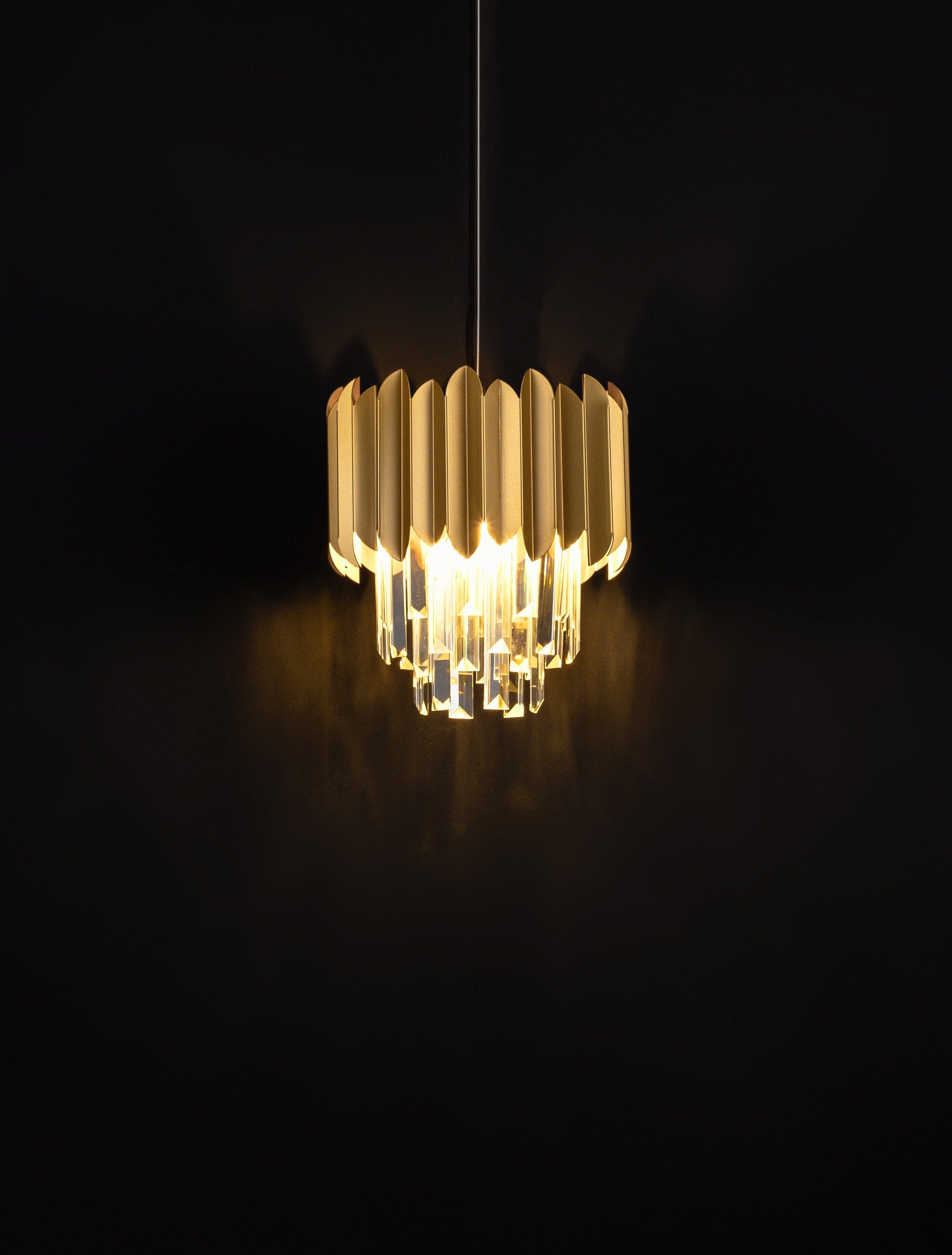 Висящо осветително тяло (пендел) MAGNOLIA 5W E14 1x5W Златист алуминий и кристал ⌀25 H120см Регулируема